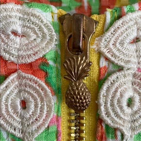 Yellow Floral Pineapple Lilly Pulitzer Dress 4 gorgeous back zipper low back - Picture 5 of 13